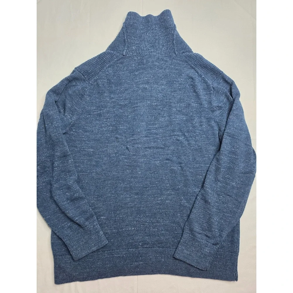 Banana Republic Sweater Mens XL Blue 100% Cotton Tight Knit Shawl Collar Outdoor